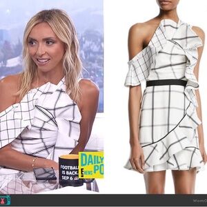 Self-Portrait White and Black One Shoulder Dress
